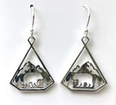 Sterling Silver Bear and Mountain Earrings